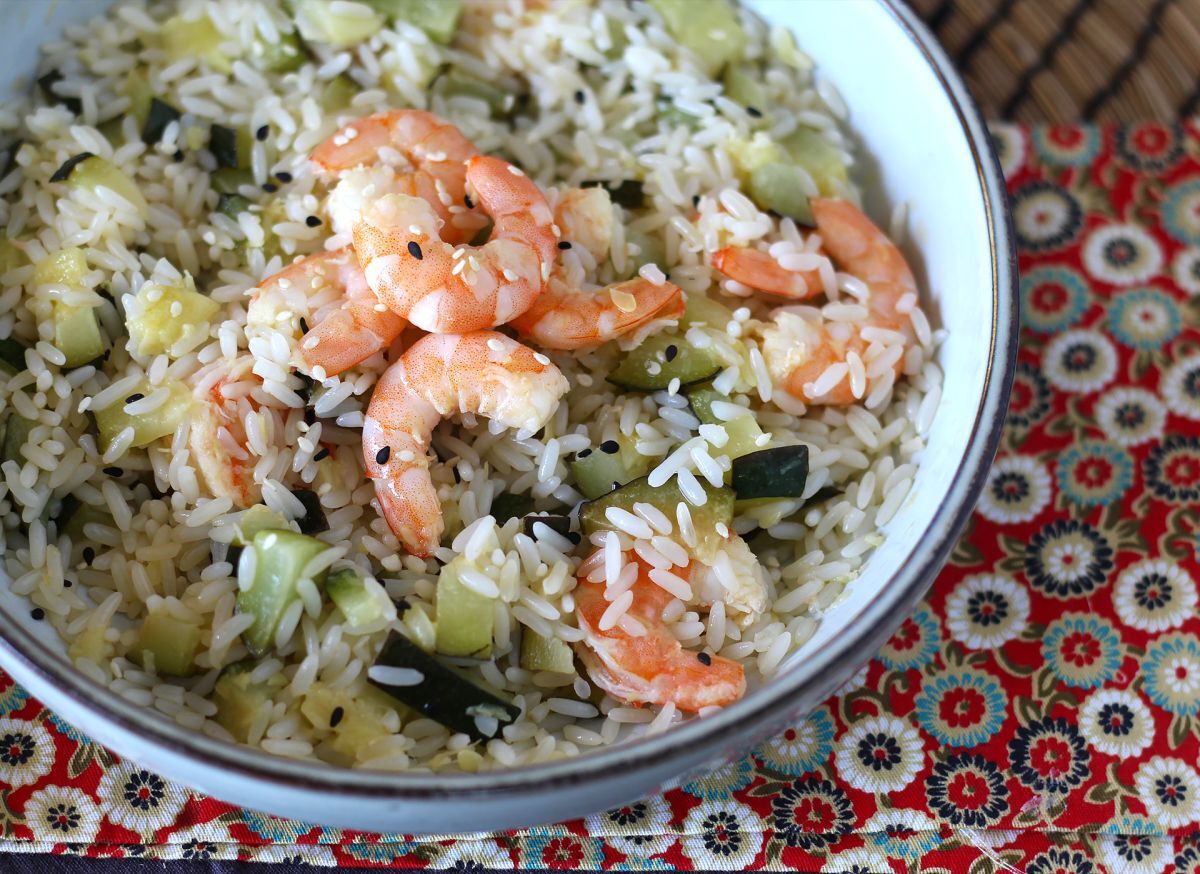 5. Rissallad med räkor, zucchini och ingefära