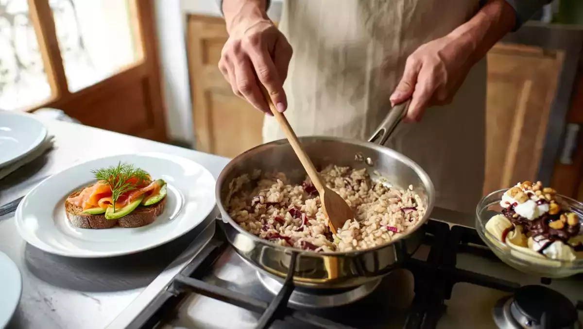 Dagens meny, 26 april: en smakfull resa med lax, risotto och banana split