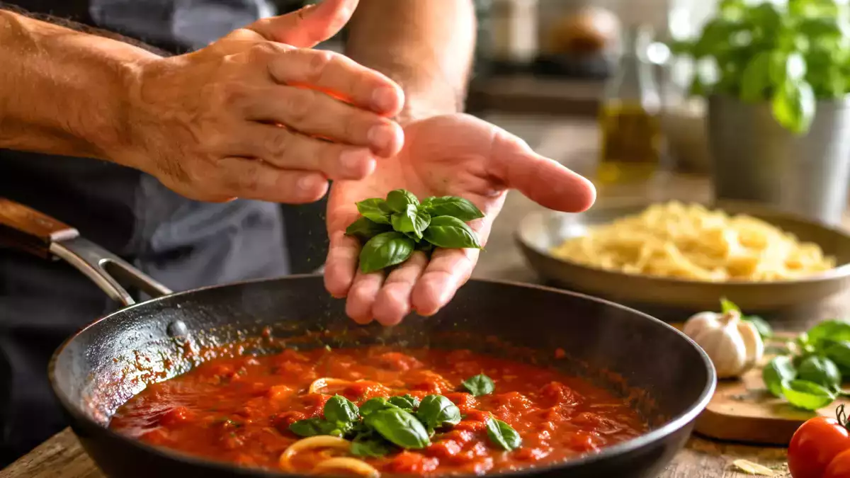 En enkel handling som framhäver doften av färsk basilika precis innan du använder den i dina recept