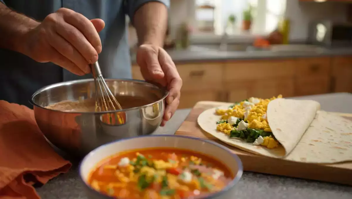 Dagens meny, 28 juni: smakfull vegetarisk chorba, proteinrik wrap och syrlig brownie