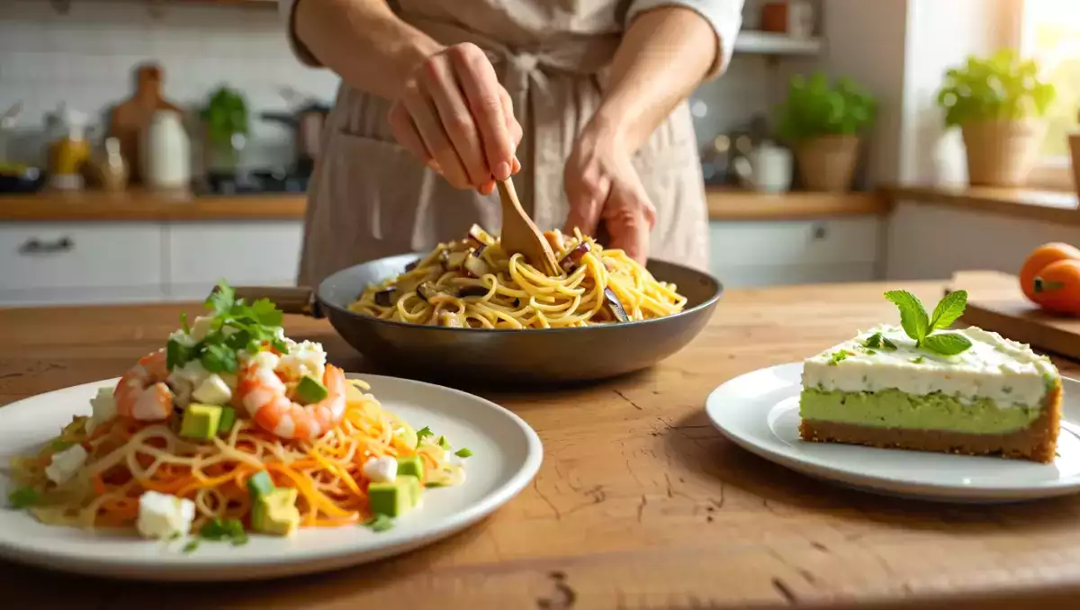 Dagens meny, 11 juli: fräsch vermicelli-sallad, krämig aubergine-carbonara och uppfriskande mojito-cheesecake