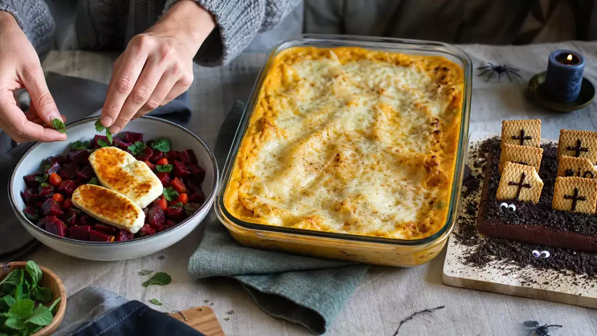 Dagens meny, 27 oktober: rödbetssallad, pumpalasagne och kuslig halloweenbrownie