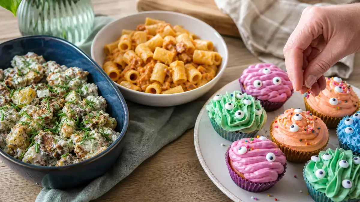 Dagens meny, 28 oktober: krispig gurksallad, pumpapasta och monstercupcakes