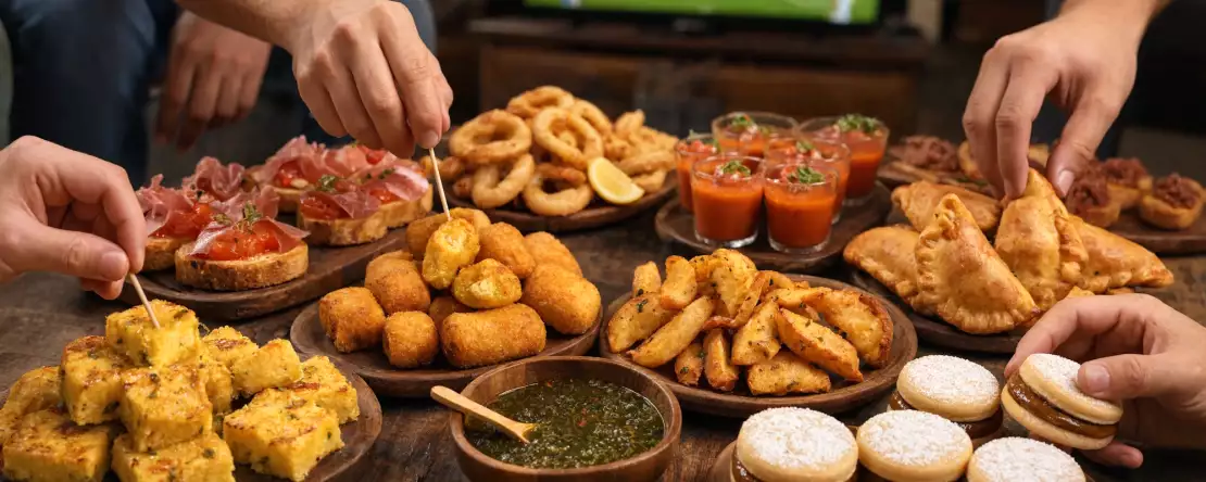Inför finalen mellan Spanien och Argentina kan du förbereda en aperitif som kombinerar fem typiska specialiteter från respektive land
