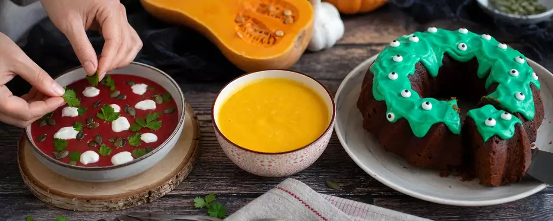 Dagens meny, 29 oktober: färgstark rödbetssoppa, krämig pumpasoppa och Halloween-chokladkaka