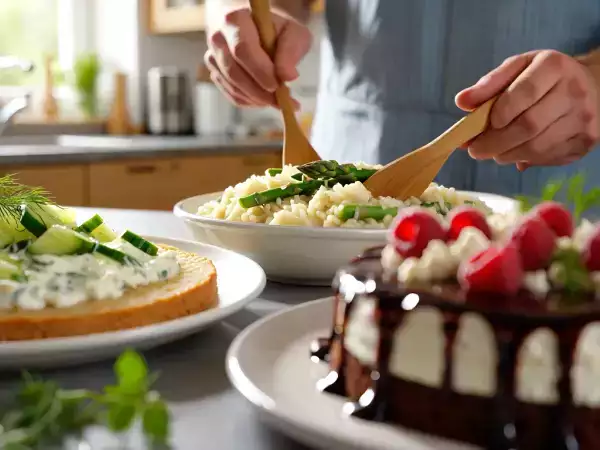 Dagens meny, 15 maj: fräsch gurksallad, krämig risotto och lyxig chokladkaka