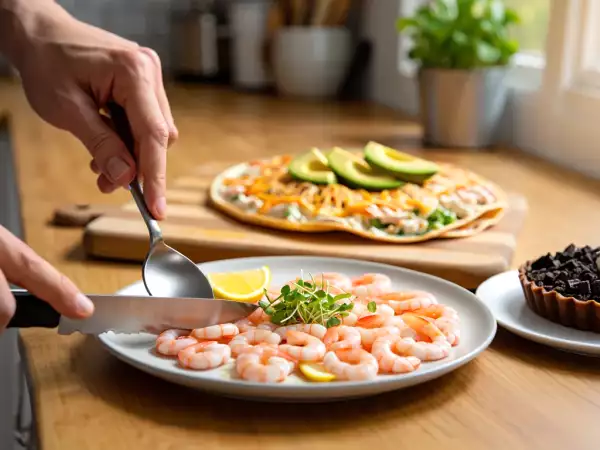 Dagens meny, 9 maj: läcker räkcarpaccio, quesadillas och oreotartelett