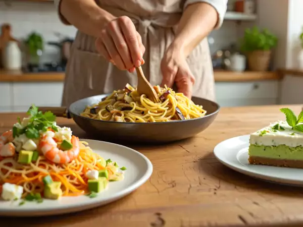Dagens meny, 11 juli: fräsch vermicelli-sallad, krämig aubergine-carbonara och uppfriskande mojito-cheesecake
