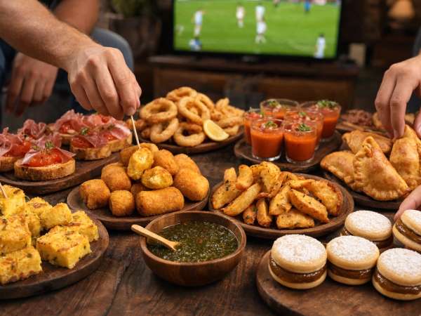 Inför finalen mellan Spanien och Argentina kan du förbereda en aperitif som kombinerar fem typiska specialiteter från respektive land