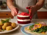 Artiklar: Dagens meny, 20 juni: smakfulla falafel, spenatwraps och röd sammetstårta