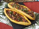 Recept Fyllda matbananer med strimlat kött och riven ost