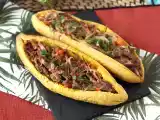 Recept Fyllda matbananer med strimlat kött och riven ost
