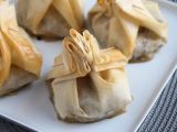 Recept Extra krispiga aumônières med champinjoner, brieost och päron