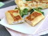 Recept Pannkakor fyllda med béchamelsås, ost och skinka