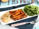 Recept Ugnsbakad sötpotatis med kyckling