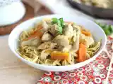 Recept Chow mein (chao men), kinesiska nudlar med kyckling och grönsaker