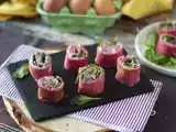 Recept Crepesrullar med rödbetor, ricotta och ruccola