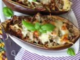 Recept Fyllda auberginer med gratinerad mozzarella
