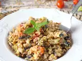 Recept Krämig dinkelsallad med zucchini, aubergine och körsbärstomater