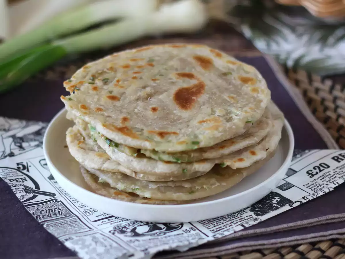 Recept Kinesiska pannkakor med salladslök – scallion pancakes