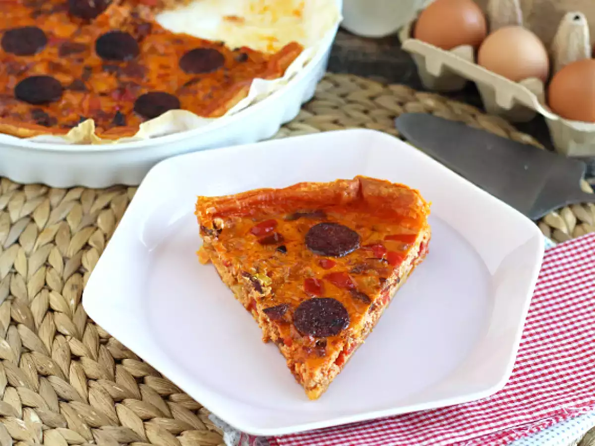 Recept Quiche med paprika och chorizo