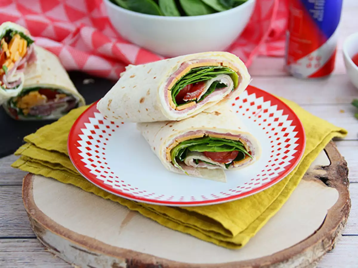 Recept Spenatwraps med skinka och cheddar