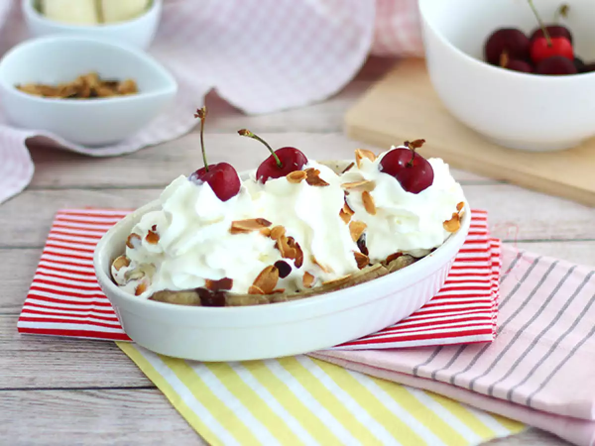 Recept Banana split, den berömda frysta desserten