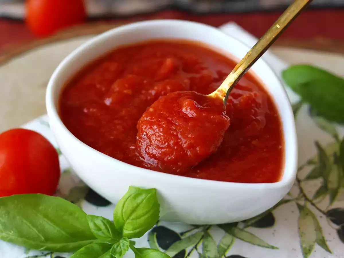 Recept En smakrik rå tomatsås som passar utmärkt som topping på pizza eller pinsa.