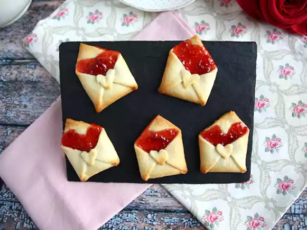 Recept Kärlekskuvert: mördegskakor för alla hjärtans dag