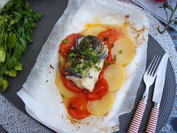Recept Papillote av torsk