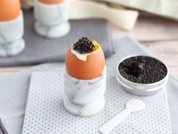 Recept Mjukkokta ägg med kaviar