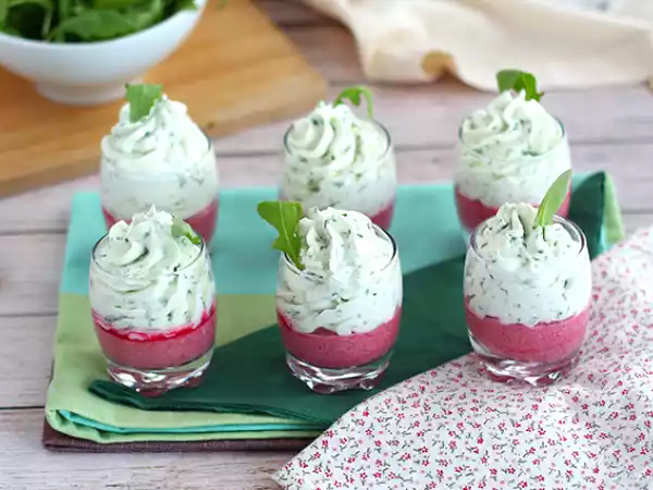 Recept Verriner med rödbets- och ruccolamousse