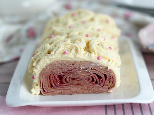 Recept Crêpeblock med vit choklad och hallon