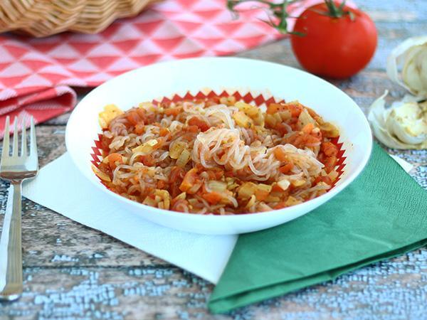 Recept Konjakspaghetti på provensalskt vis