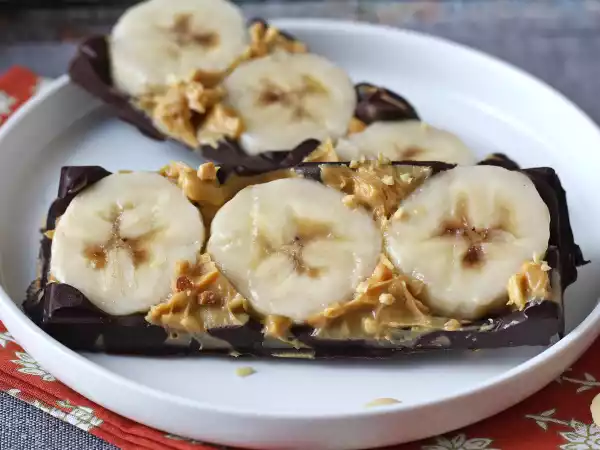 Recept Minibarer med banan, jordnötssmör och choklad, mycket goda utan tillsatt socker