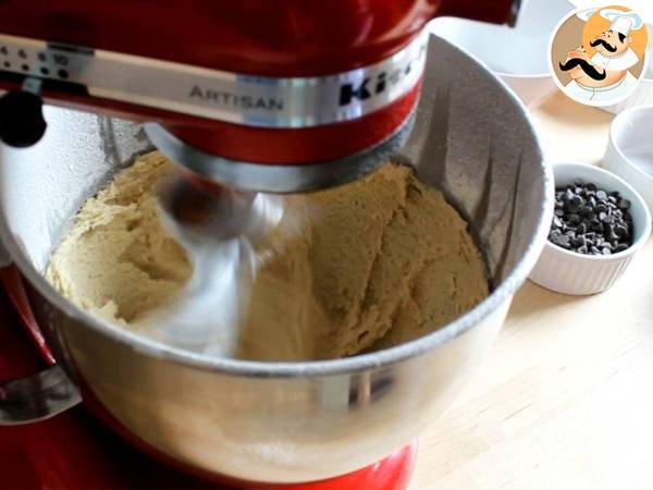 Chokladkakor med chokladbitar - Beredning steg 1