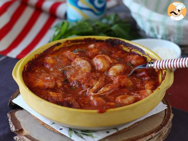 Snabb och tröstande gnocchigratäng med tomat och mozzarella - gnocchi alla sorrentina i ugnen - Beredning steg 7