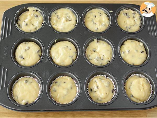 Muffins med chokladbitar, det amerikanska receptet - Beredning steg 3