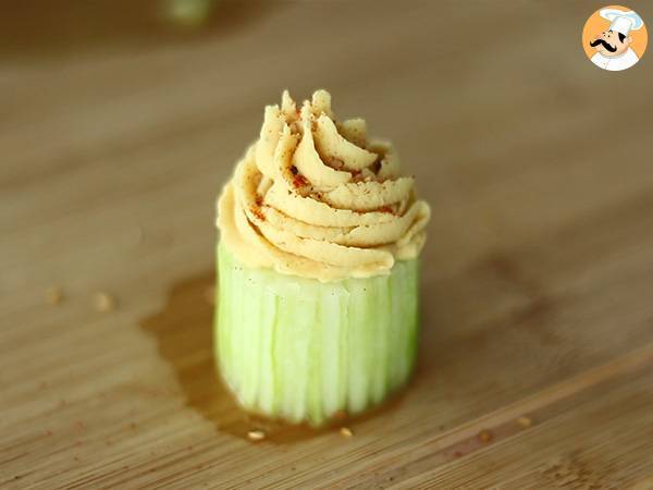 Veganska cupcakes med gurka och hummus - Beredning steg 5