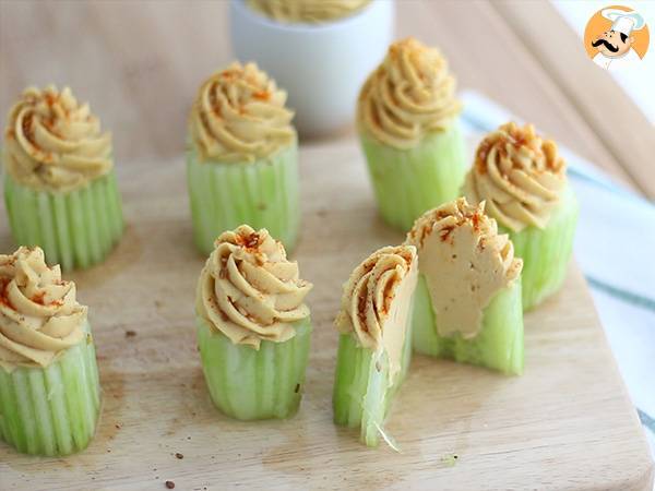 Veganska cupcakes med gurka och hummus - Beredning steg 6