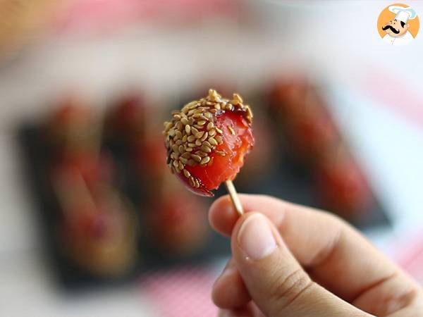 Karamelliserade körsbärstomater med sesamfrön eller kärlekstomater - Beredning steg 5