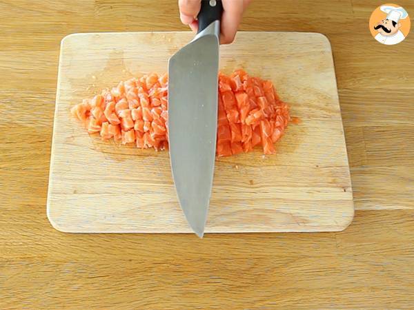 Tartare av färsk lax och grönt äpple - Beredning steg 1