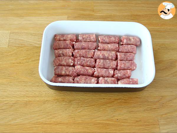 Karamelliserade korvar till aperitifen - Beredning steg 1