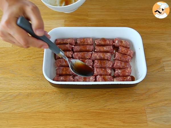 Karamelliserade korvar till aperitifen - Beredning steg 3
