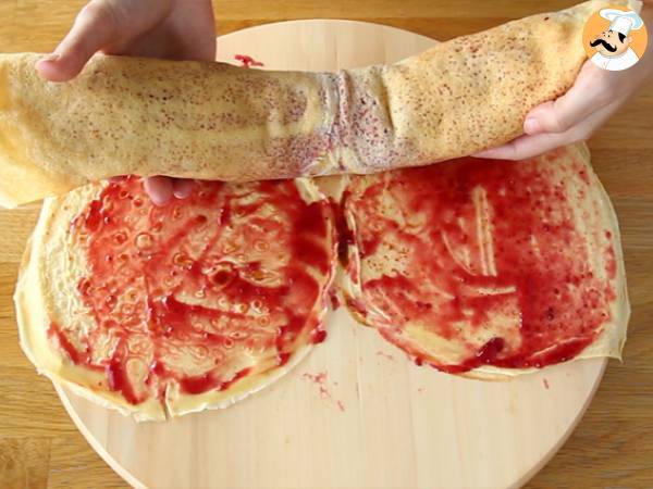 Crêpeblock med vit choklad och hallon - Beredning steg 5