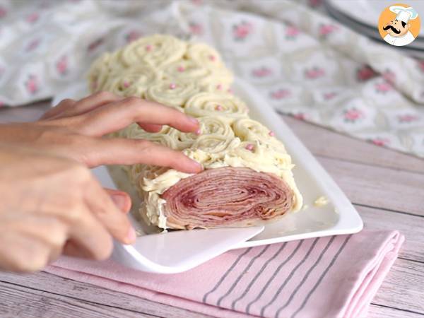 Crêpeblock med vit choklad och hallon - Beredning steg 10