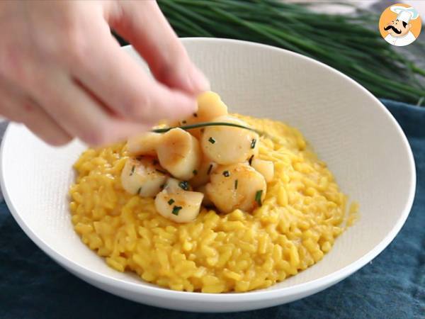 Risotto med pilgrimsmusslor och saffran - Beredning steg 6