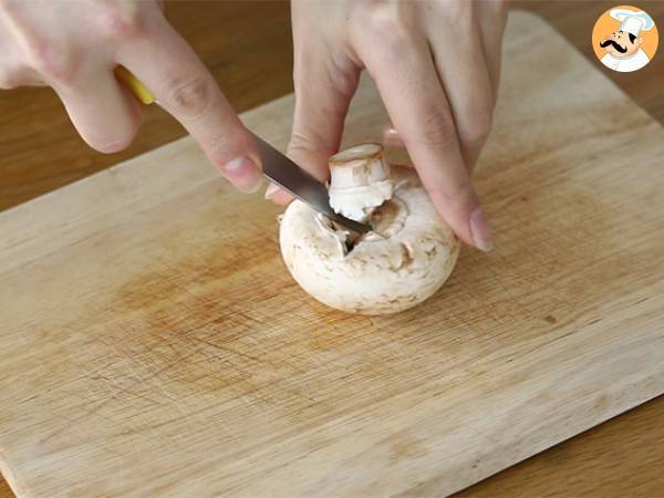 Champinjoner med vaktelägg - Beredning steg 1