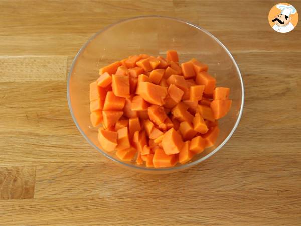 Fondanttårta med sötpotatis och kokos - Beredning steg 1