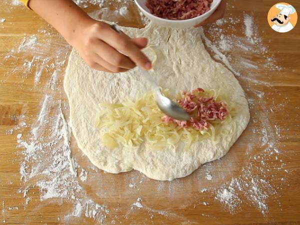 Fougasse med bacon och lök - Beredning steg 4